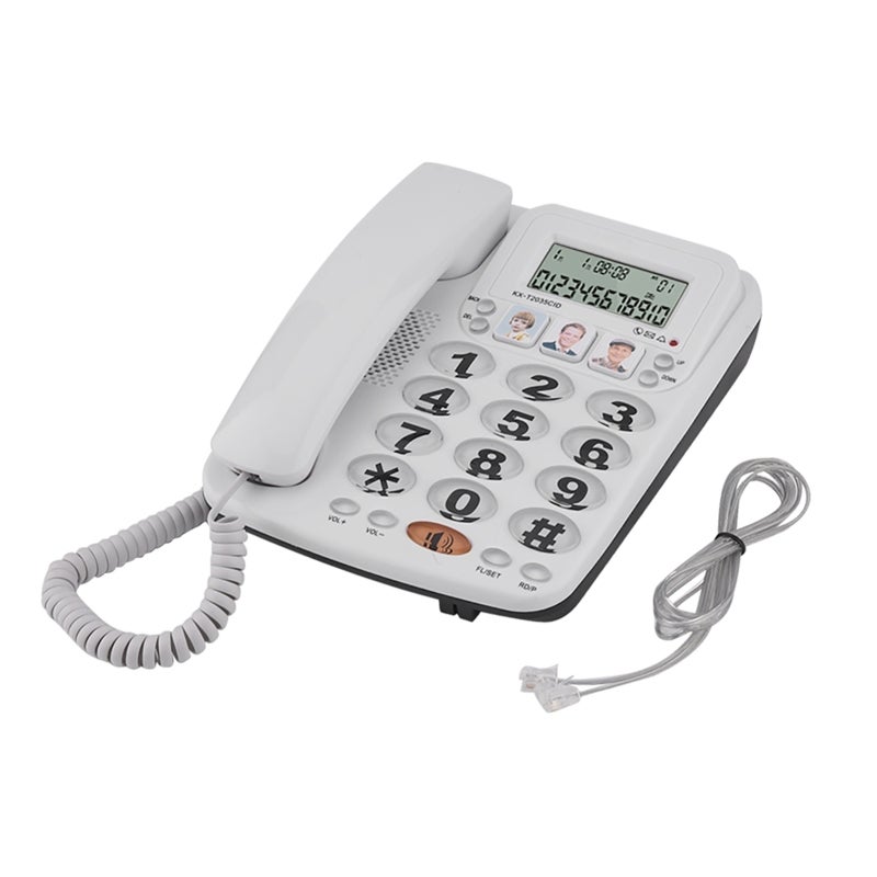Corded Phone with Speakerphone Speed Dial 3 Numbers Clear Sound Noise Cancelling Caller ID Corded Phone - Last Number Redial 2-Line Corded Telephone for Home - Image 1