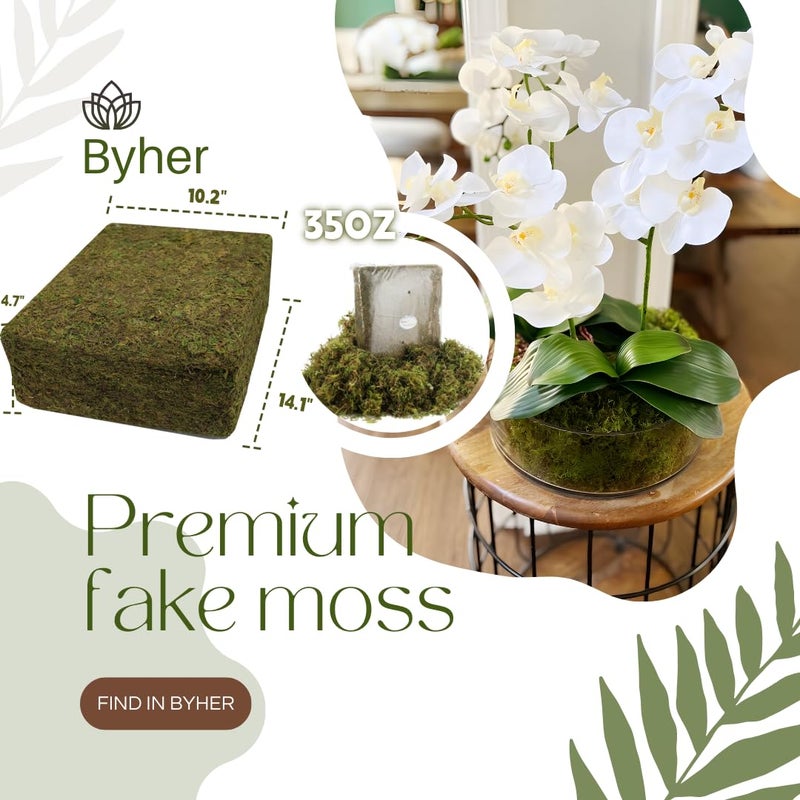 BYHER 2.2LB Large Capacity Fake Moss for Plants Indoor, 35 OZ Fresh Green Moss for Potted Plants Craft Moss for Home & Office Decor Fairy Garden Decoration (Fresh Green - 992gr) - Image 5