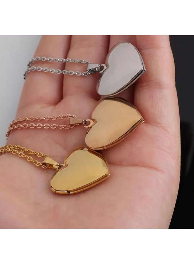 Stainless Steel Photo Locket Necklace Open Heart Pendant Necklaces For Women Jewelry Family Birthday Gift Gold  - Image 5