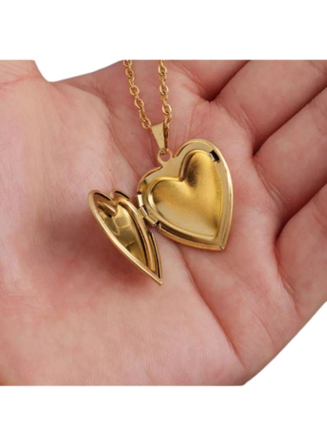 Stainless Steel Photo Locket Necklace Open Heart Pendant Necklaces For Women Jewelry Family Birthday Gift Gold  - Image 1