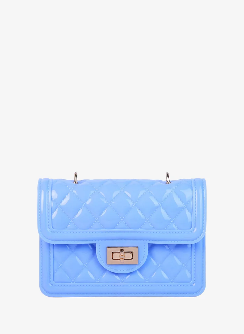 Blue Jelly Quilted Sling Bag