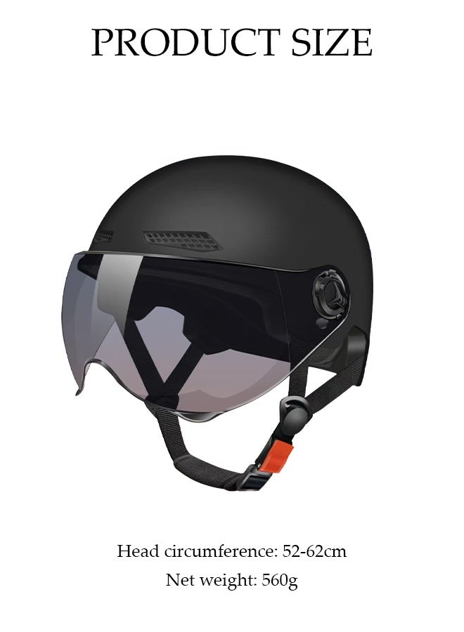 DUNISO 3C Certified Electric Vehicle Helmet，Sun-Protection Motorbike Helmet with Short Goggles，Safe and Comfortable，Breathable, Sturdy and Durable，Unisex，Black  - Image 2