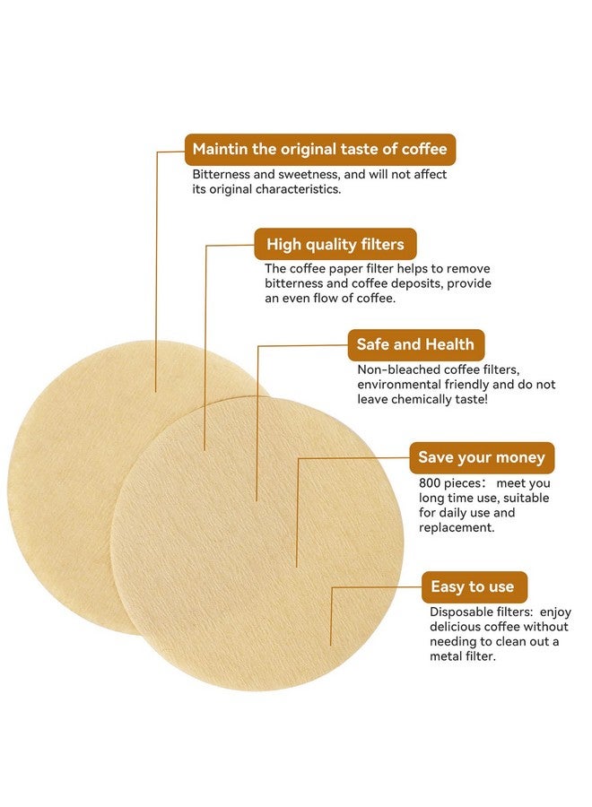 Laicky Replacement Paper Filter Packs Laicky 800 Count Unbleached Coffee Filter Paper Round Coffee Maker Filters Compatible with Aerobie Aeropress Coffee and Espresso Makers Disposable Coffee Tea Filters - Image 1