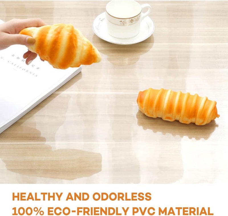 Popoto New Clear Round Table Protector 24 Inch Dia Clear Plastic Round Tablecloth Cover for Dining Table Wipeable Waterproof Heat-Resisting Vinyl Polyester 1.5mm Thick PVC Table Pad Mat Wood Glass Furniture - Image 4