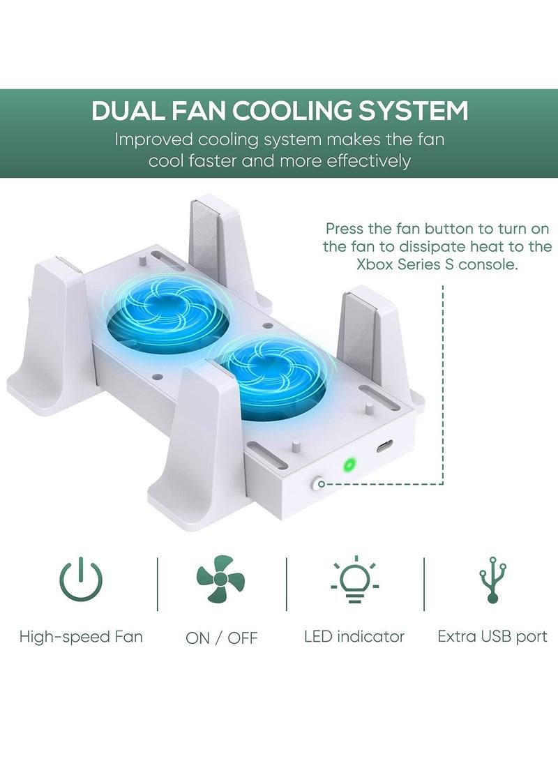KASTWAVE Cooling Fan Mount For Xbox Series S Consoles, Dual High-Speed Cooling Fans and Dock Attachment, Two Mounting Options For Fans, Three Adjustable Speeds and Two Additional USB Ports - Image 3