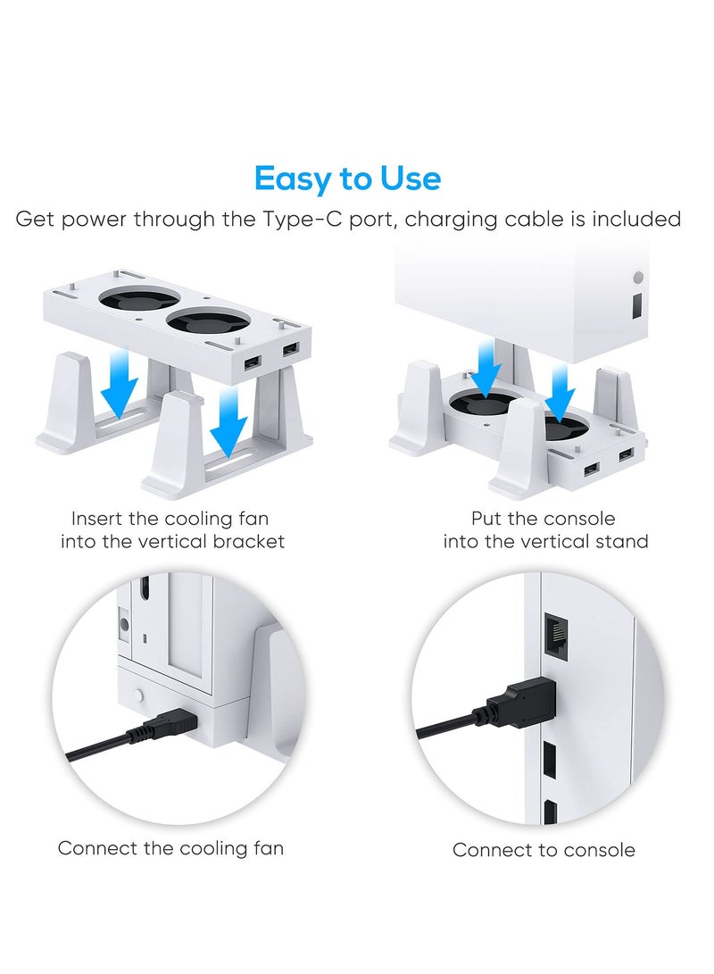 KASTWAVE Cooling Fan Mount For Xbox Series S Consoles, Dual High-Speed Cooling Fans and Dock Attachment, Two Mounting Options For Fans, Three Adjustable Speeds and Two Additional USB Ports - Image 2