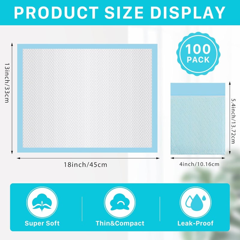 Erinnmy 100 Pack Disposable Changing PadHigh Absorbent Diaper Changing PadsWaterproof Leak Proof Baby Disposable UnderpadsBreathable Incontinence Changing Pad for Adult Child Baby Pets13X18inch - Image 2
