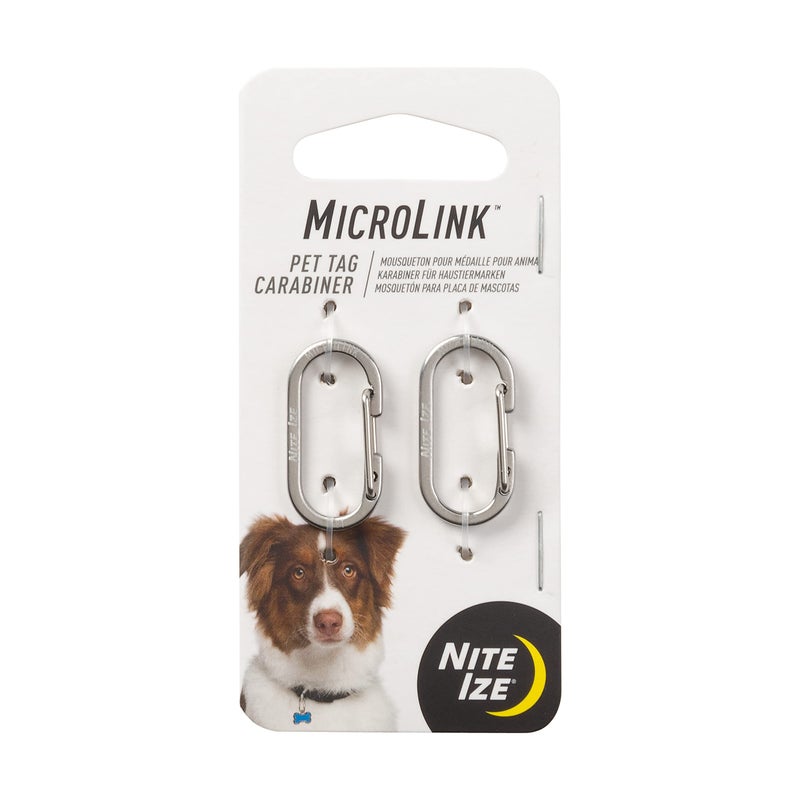 Nite IZE MicroLink Pet Tag Carabiner, Stainless Steel Cat and Dog Tag Clip, 2 Count (Pack of 1) - Image 1
