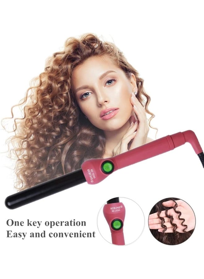 REBUNE RE-2030 Hair Curling Iron 25MM Hair Curler Gift Box Packaging Include Heat Resistant Glove (A) Pink/Black - Image 5