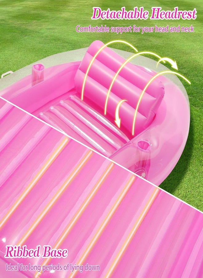 MoKo Inflatable Tanning Pool Lounge Float, Pool Floats Adult Boat with Ice Bar and Cup Holders, 78" x 49" Large Suntan Tub Raft Floaties, Tanning Pool with Pillow for Adult Summer Water Party, Pink - Image 4