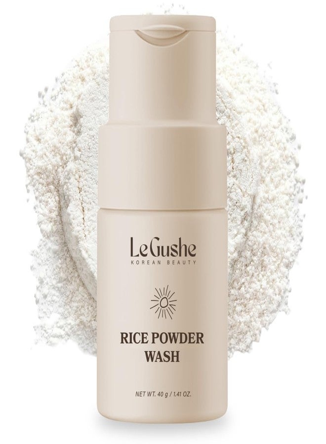 LE GUSHE Rice Face Wash Powder Cleanser for Gentle Skin Exfoliation, Korean Skincare Enzyme Powder Face Wash, Foamy Rice Exfoliator for Skin, 40g - Image 1