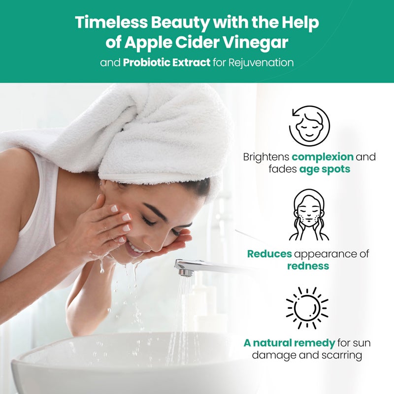 AppleBiotic Apple Cider Vinegar Face Wash - Exfoliating Face Wash, Hydrating Gel Foaming Facial Cleanser, Fragrance Free, 6oz - Image 3