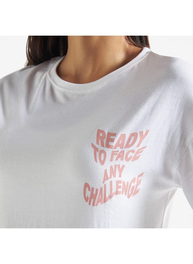 FAV Slogan Butterfly Print T-shirt with Crew Neck and Drop Shoulder Sleeves  - Image 4