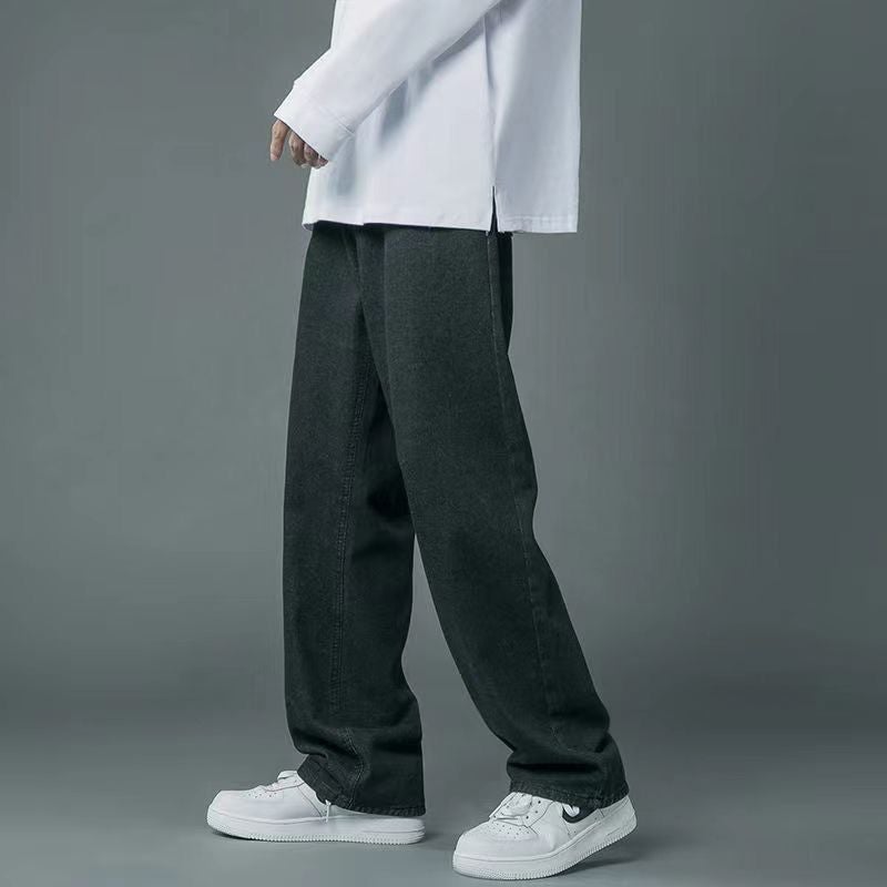 بنطلون جينز واسع الساق للرجال بنطلونات مستقيمة فضفاضة موضة كورية 2024 ربيع وخريف بنطلونات كاجوال تناسب جميع الأوقات - Image 4
