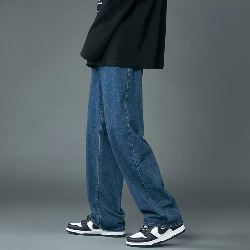 بنطلون جينز واسع الساق للرجال بنطلونات مستقيمة فضفاضة موضة كورية 2024 ربيع وخريف بنطلونات كاجوال تناسب جميع الأوقات - Image 5