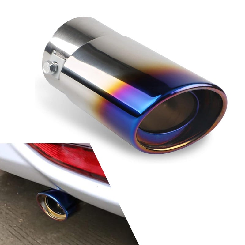 DYEKNEE 1 PC Car Exhaust Pipe Muffler 551 Long 248335 Stainless Steel Polished Modified Exhaust Pipe Noise Reduction External Rear Tailpipe Universal for Most Cars Blue Straight - Image 3