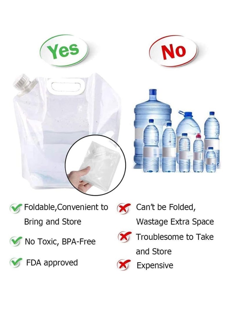Meetion - 5L 3-pack Collapsible Emergency Water Jug Container Bag, Freezable, BPA Free Plastic Water Carrier Tank, Outdoor Folding Water Bag for Sport Camping Riding Mountaineer Backoacking, Food Grade - Image 1