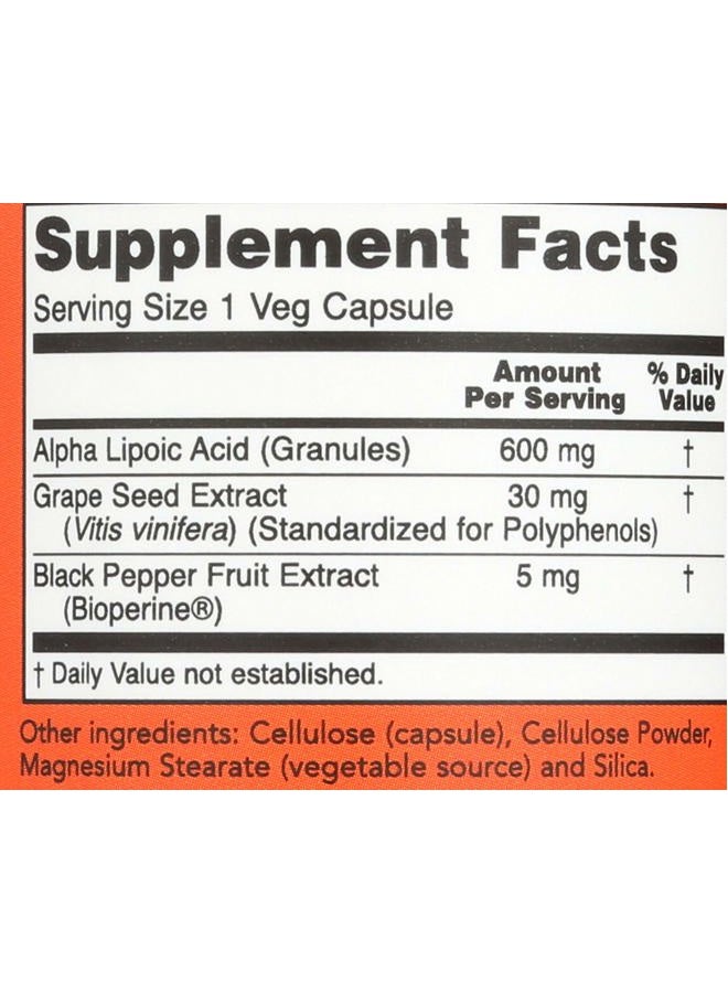 Now Foods Alpha Lipoic Acid, 60 Vcaps 600 mg - Image 3