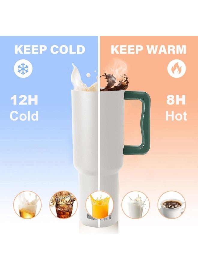 HOUSE OF QUIRK House of Quirk 1200ML Stainless Steel Tumbler Hot and Cold with Handle and Lid 2 Straw, Double Insulated Cup 100% Leak Proof Mug Cupholder for Gym, Travelling (Tricolor) - Image 2