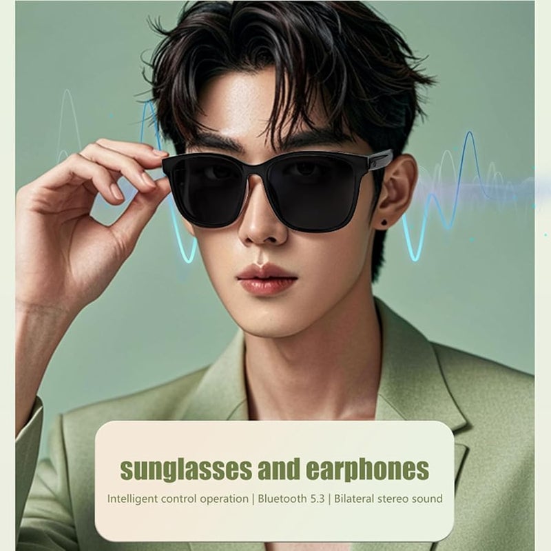 Black Smart Audio Glasses With Open Ear Speakers Bluetooth Bone Conduction Eyewear - Image 3