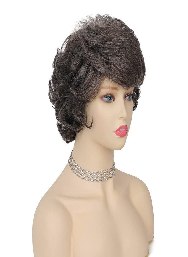 Tseses Short Grey Curly Wigs for Women Gray Layered Fluffy Synthetic Hair Soft Wigs with Bangs Natural Looking Cosplay Daily Use - Image 5