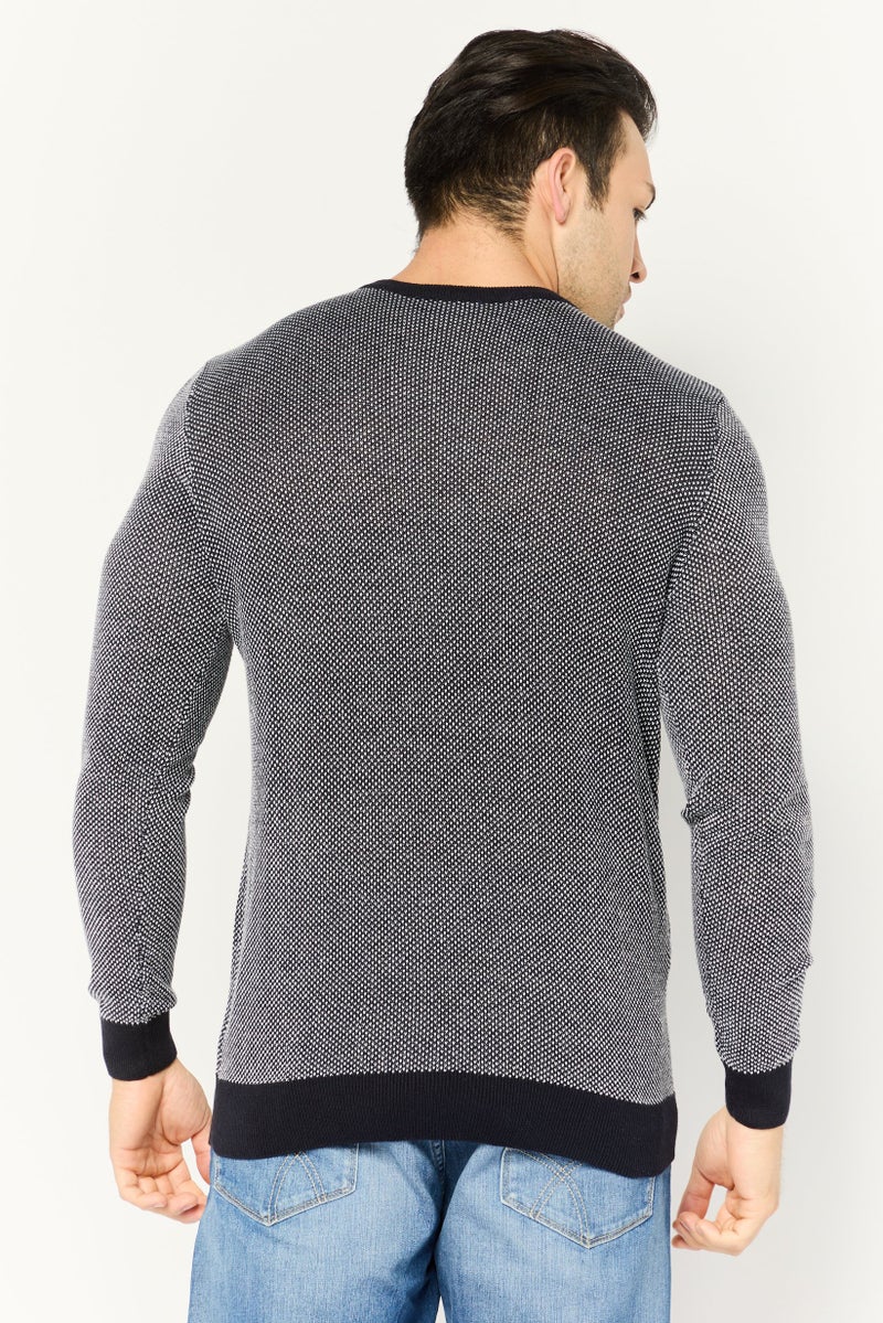 GAS Men Knitted Long Sleeve Sweater, Navy Blue - Image 4
