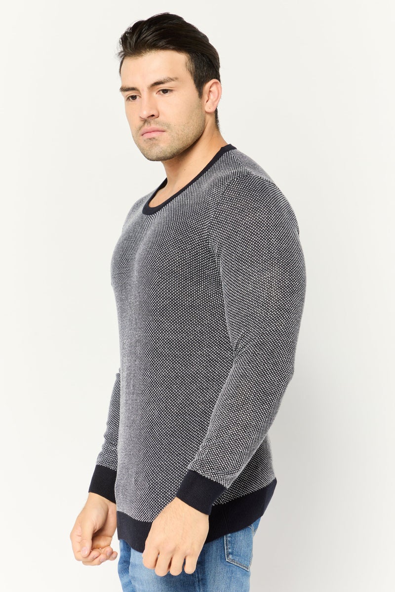 GAS Men Knitted Long Sleeve Sweater, Navy Blue - Image 3