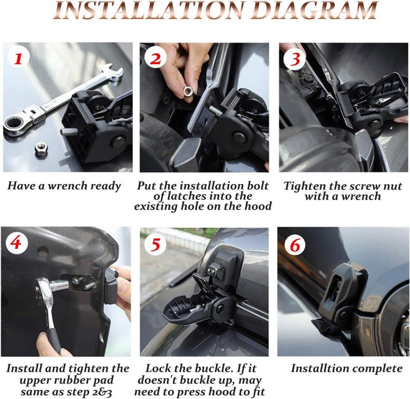 KMFCDAE JL OEM Hood Latches Original Hood Lock Catch Latch Kit for 2007-2023 Jeep Wrangler JK JL and Jeep Gladiator JT (1 Pair) All-item matching trendy build - Image 3