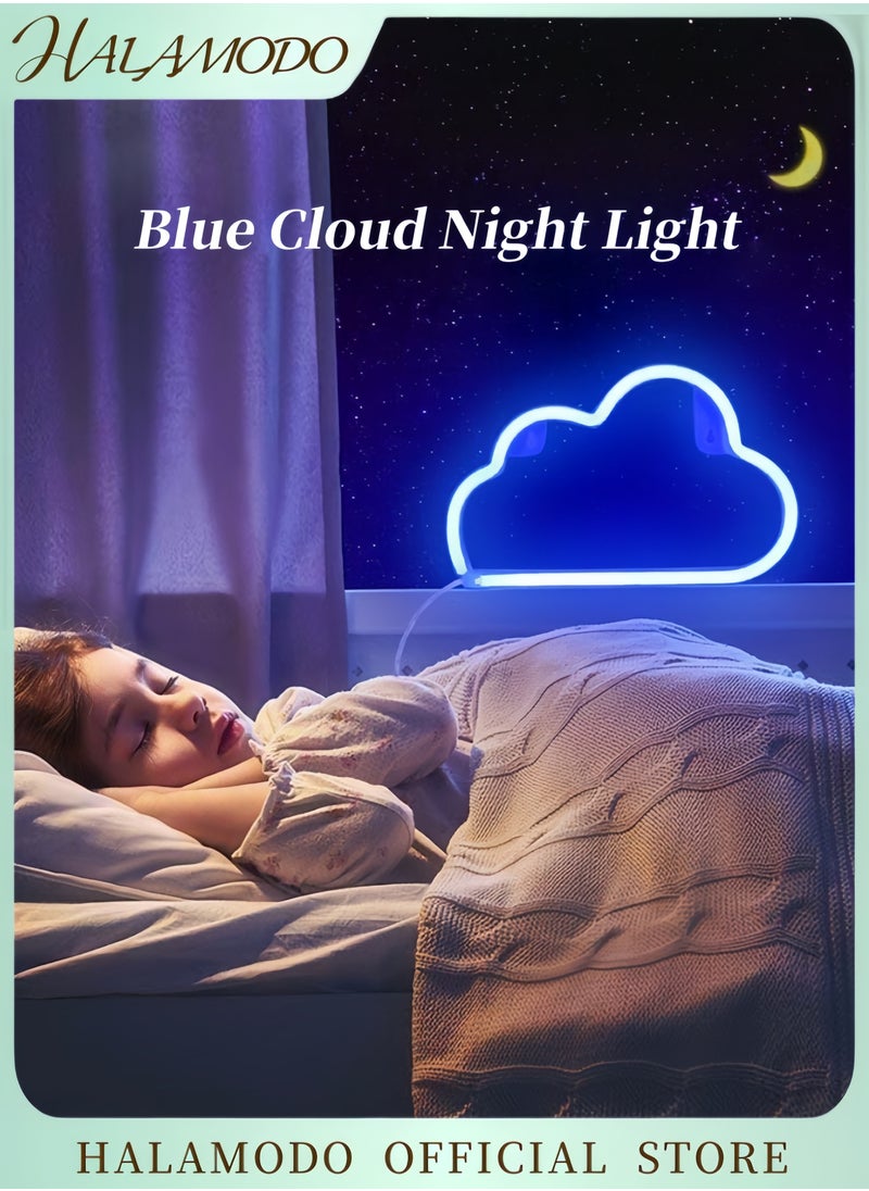 HALAMODO Cloud Neon Sign LED Neon Light Battery or USB Powered Night Light Decor Kid's Bedroom Wall Decorative Night Light for Room & Birthdays & Parties & Wedding  - Image 1