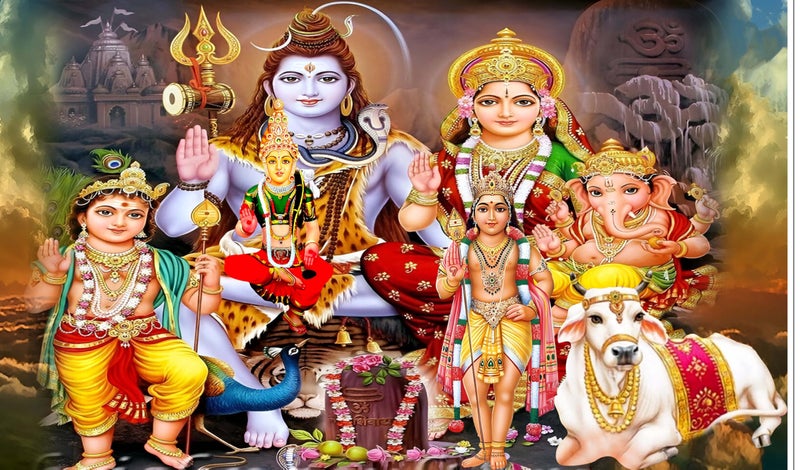 Backdropon Lord Shiv Parivar Design Backdrop Cloth for Pooja Decoration Traditional/Background Curtain for Festival Fabric Size 5Feet Height and 8Feet Width(5 * 8) - Image 5