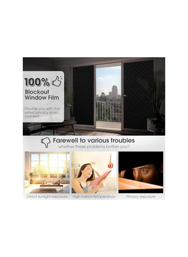 The Bros Privacy Window Film, UV Blocking Heat Control Window Privacy Film, Non-Adhesive Static Cling Frosted Glass Window Film, Window Frosting Film for Home Office Bathroom, 45x200cm - Image 2