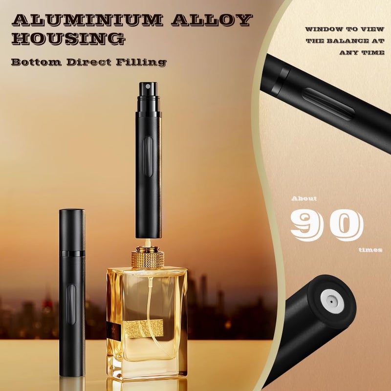 DIOHIO 10ml Perfume Atomizer Travel Refillable, 3PCS Perfume Travel Refillable Bottle,Bottom-Filling Fragrances Perfumes Bottle,Mini Cologne Dispenser,Portable Sprayerï¼ˆBlack-Grey-Silverï¼‰ - Image 2
