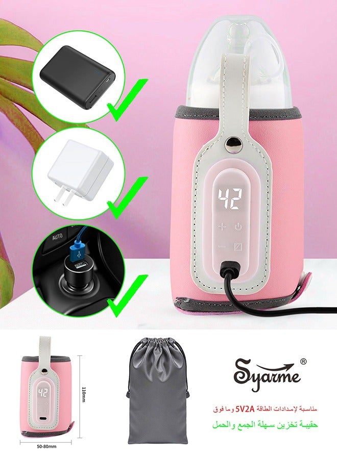 Syarme Baby Portable Milk Heat Keeper Warmer With LED Display - Pink - Image 4