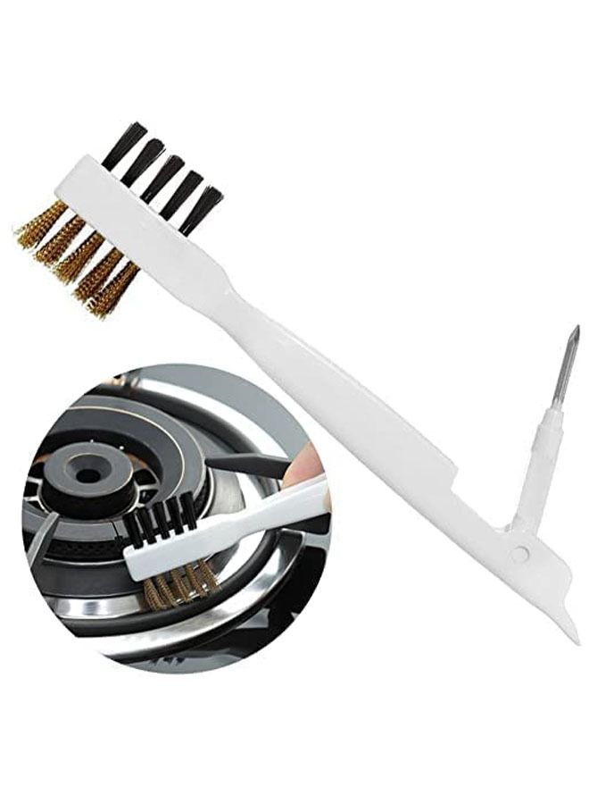 Y&D 2Pcs Kitchen Cleaning Scrub Brush, Deep Gas Stove Brass Brushes with Stiff Bristles & Cooktop Scraper,Scrubber Brush for Range Hood Grease Grime, Rust Cleaner Pot Pan - Image 1