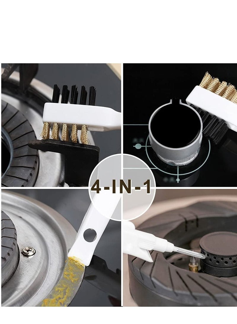 Y&D 2Pcs Kitchen Cleaning Scrub Brush, Deep Gas Stove Brass Brushes with Stiff Bristles & Cooktop Scraper,Scrubber Brush for Range Hood Grease Grime, Rust Cleaner Pot Pan - Image 3