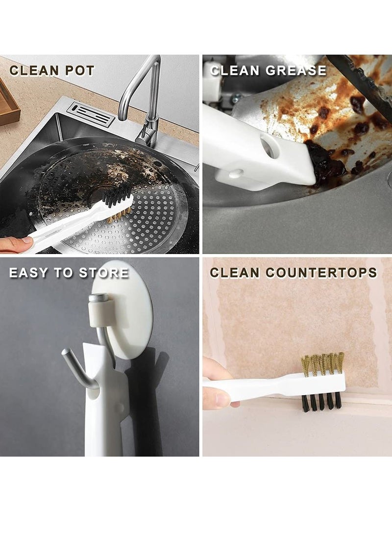Y&D 2Pcs Kitchen Cleaning Scrub Brush, Deep Gas Stove Brass Brushes with Stiff Bristles & Cooktop Scraper,Scrubber Brush for Range Hood Grease Grime, Rust Cleaner Pot Pan - Image 4