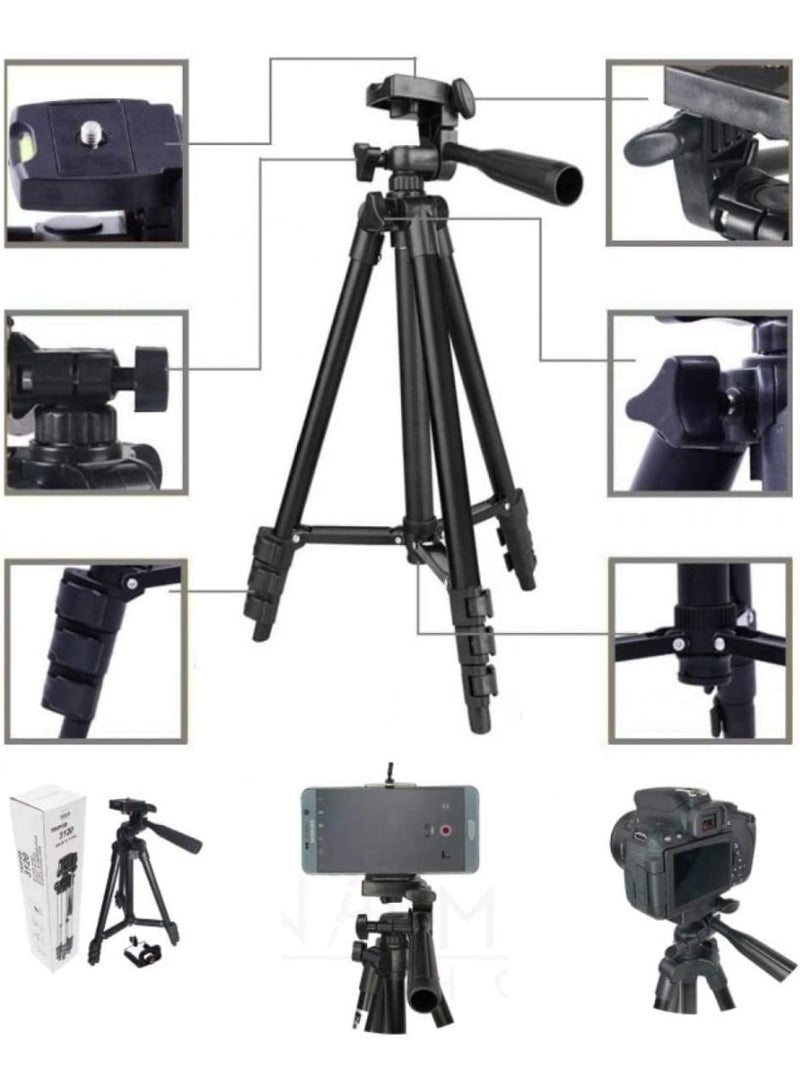 Portable Tripod. Tripod for Mobile and Camera - Lightweight Aluminum - Model 3120A - Black Edition - Image 2