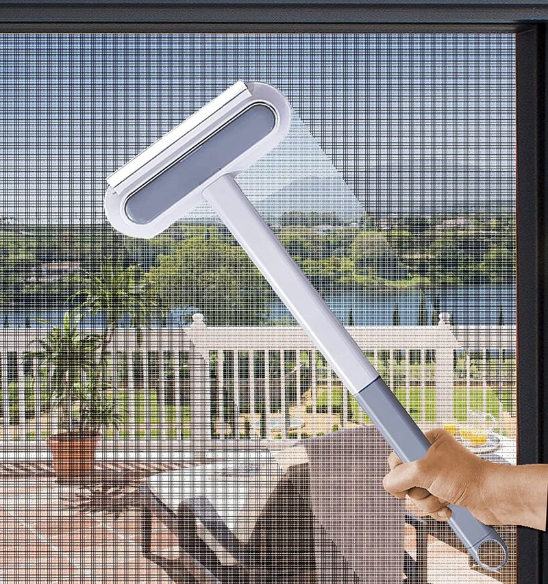 Aimers 4 in 1 Window Screen Cleaning Brush with Handle Portable Window Cleaner Brush and Squeegee for Window Cleaning Wet and Dry DualUse Magic Window Cleaning Brush for Screen Sofa Wall Cleaning