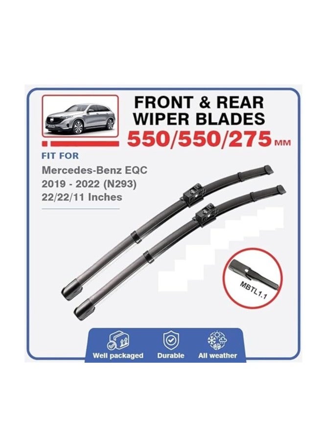 Elshafey Front Wiper Blades Compatible with Mercedes Benz EQC 2019 2020 2021 2022 Sport Windshield Windscreen Window EQC400 EQC 400 - Image 1