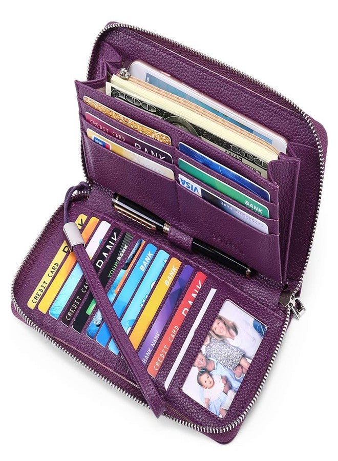 SENDEFN Leather Women's Wallets RFID Blocking Zip Around Large Capacity Long Credit Card Holder Wallet - Image 2