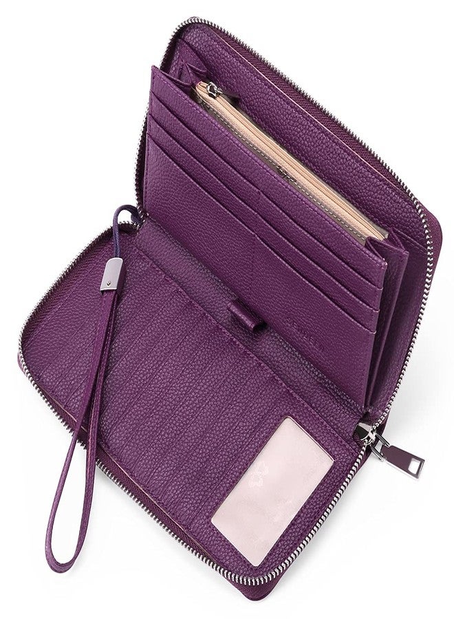 SENDEFN Leather Women's Wallets RFID Blocking Zip Around Large Capacity Long Credit Card Holder Wallet - Image 1