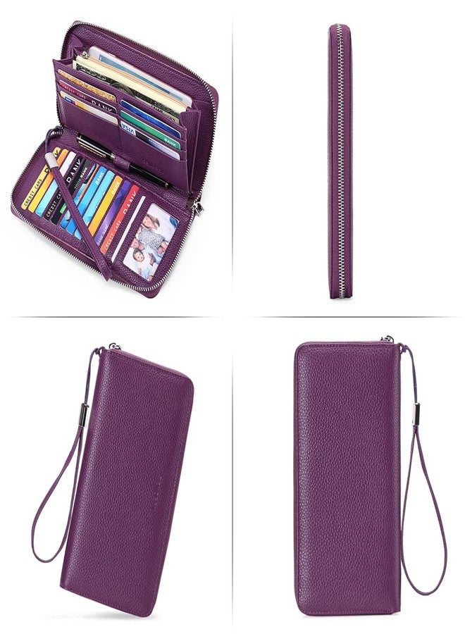 SENDEFN Leather Women's Wallets RFID Blocking Zip Around Large Capacity Long Credit Card Holder Wallet - Image 5