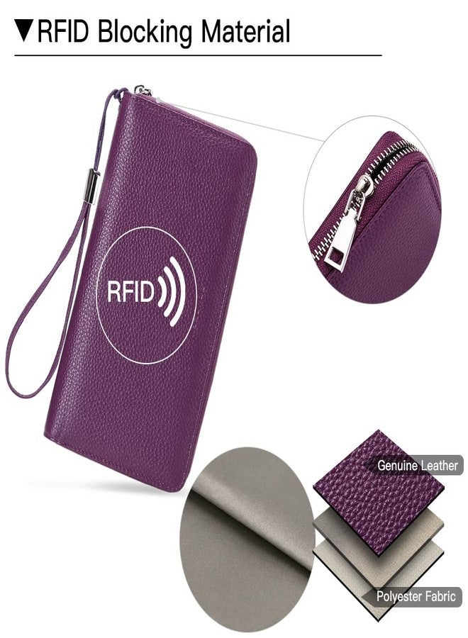SENDEFN Leather Women's Wallets RFID Blocking Zip Around Large Capacity Long Credit Card Holder Wallet - Image 4