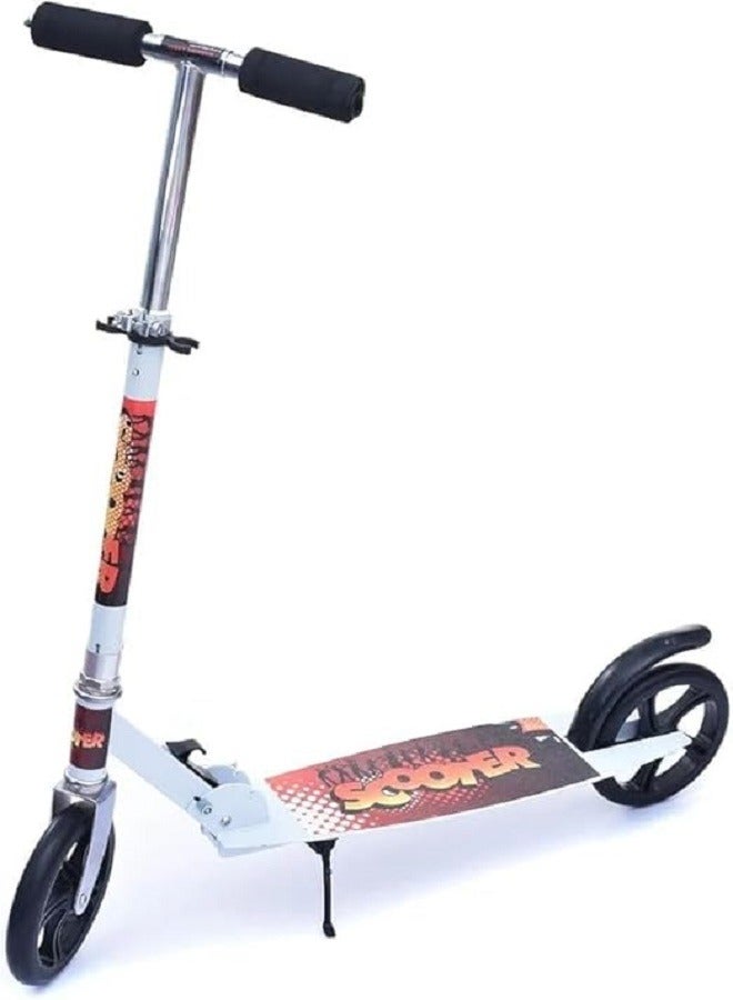 سكوتر جامبو قابل للطي مع فرامل - هيكل معدني عالي التحمل (أبيض) - Image 1