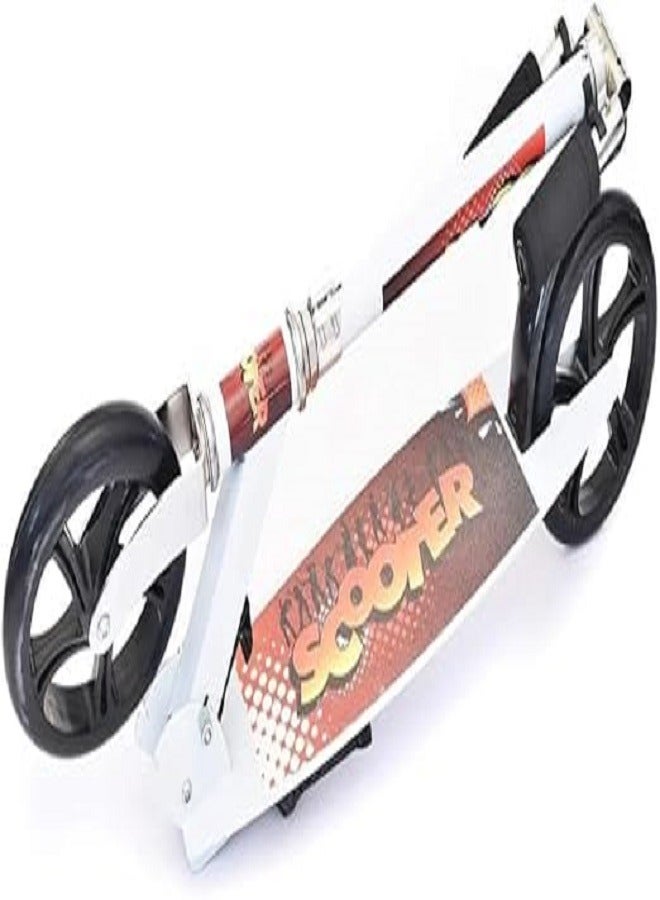 سكوتر جامبو قابل للطي مع فرامل - هيكل معدني عالي التحمل (أبيض) - Image 2