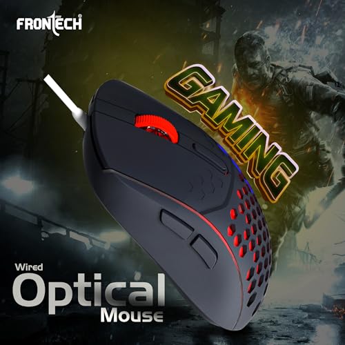 Frontech Wired Aero Blade Gaming Keyboard & Mouse Set | LED Rainbow Backlit | 94 Keys with 4 Hot Keys | USB Plug & Play | Up to 7200 DPI Mouse | Durable Build (KB-0044) - Image 3