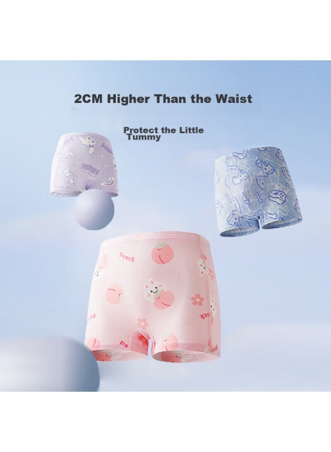 Aimer Children's Underwear, Girls' Spring Modal Mid-rise Boyshorts, 2-pack, Pink Base With Peach Pattern, Size 100 - Image 2