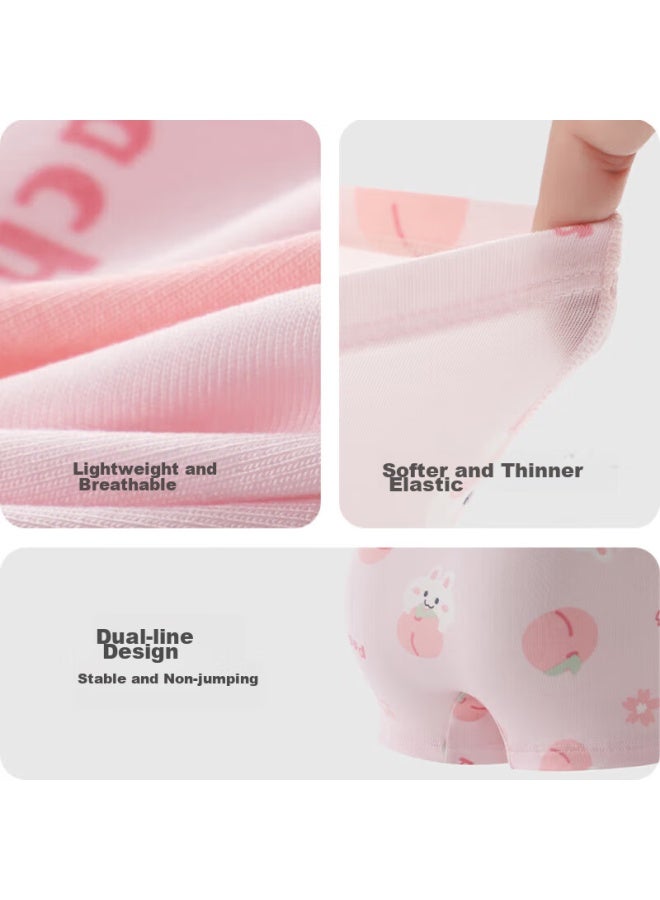 Aimer Children's Underwear, Girls' Spring Modal Mid-rise Boyshorts, 2-pack, Pink Base With Peach Pattern, Size 100 - Image 4