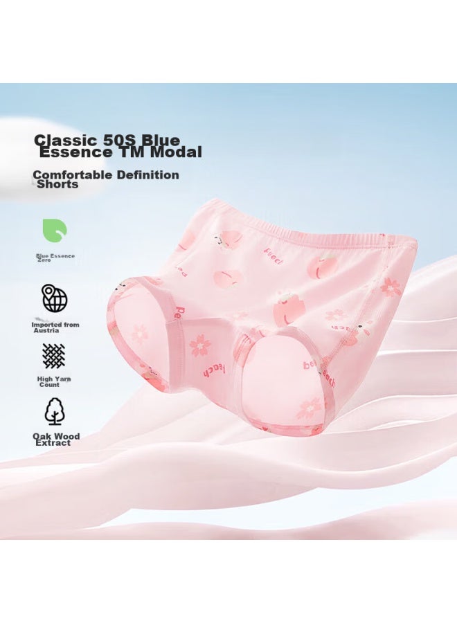 Aimer Children's Underwear, Girls' Spring Modal Mid-rise Boyshorts, 2-pack, Pink Base With Peach Pattern, Size 100 - Image 1