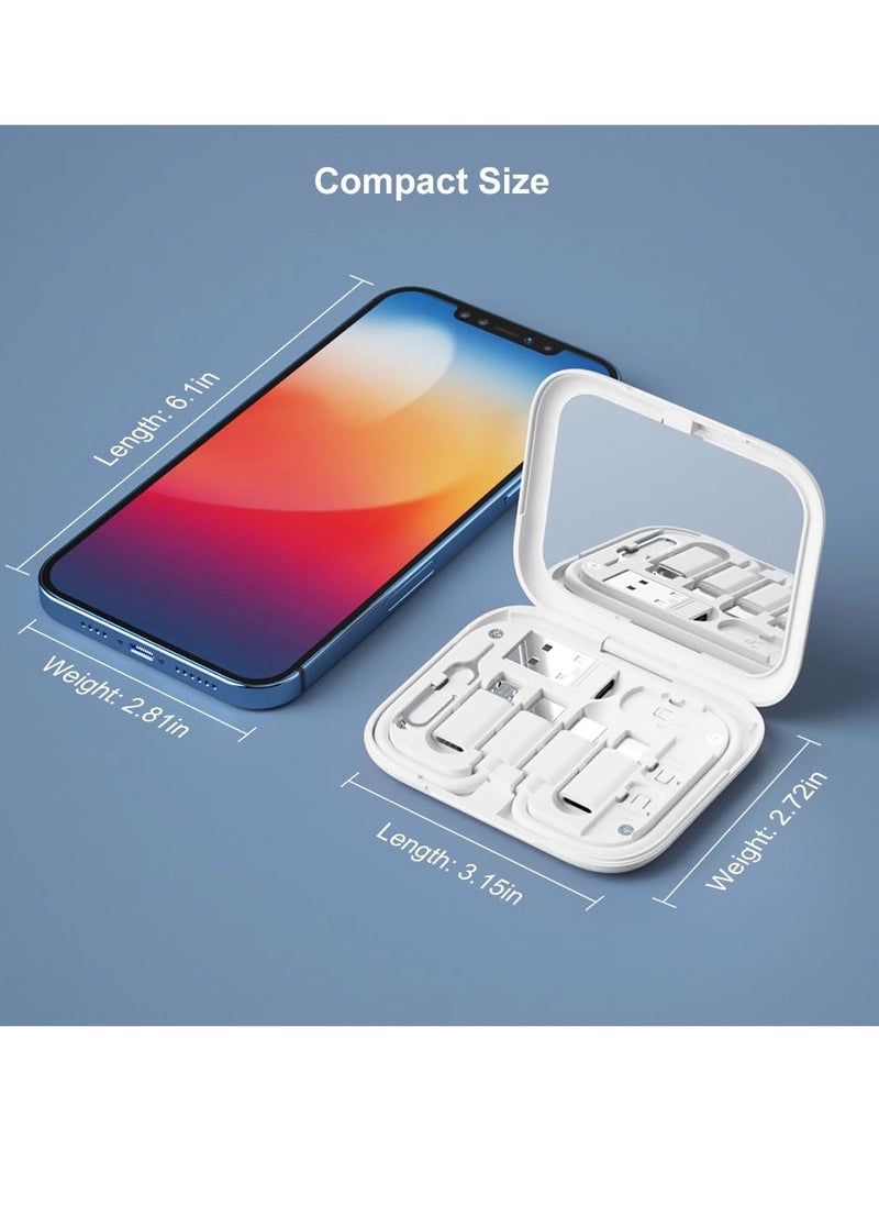Excefore - USB Adapter Kit, USB-C to USB Adapter, USB C to Lighting Adapter Box, Multi-Type Charging Cable Case for Traveling, OTG Adapters for iPhone 14/15, Google Pixel (White) - Image 1
